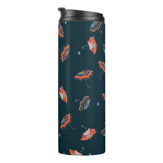 Nahtlose Aquarellmuster mit lustigem Regenschirm Thermosbecher (Nach rechts gedreht)