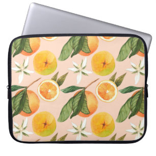 Nahtlose Aquarellmuster mit Mandarinen Laptopschutzhülle