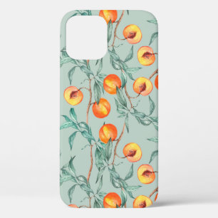 Nahtlose Aquarellmuster mit Pfirsichen und Verzwei Case-Mate iPhone Hülle