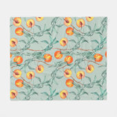 Nahtlose Aquarellmuster mit Pfirsichen und Verzwei Fleecedecke (Vorderseite (Horizontal))