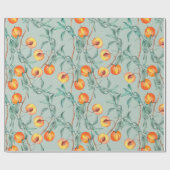 Nahtlose Aquarellmuster mit Pfirsichen und Verzwei Geschenkpapier (Flach)