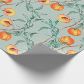Nahtlose Aquarellmuster mit Pfirsichen und Verzwei Geschenkpapier (Ecke)