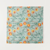 Nahtlose Aquarellmuster mit Pfirsichen und Verzwei Wandteppich (Vorderseite (Horizontal))