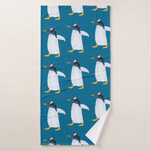 Nahtlose Aquarellmuster mit Pinguin Badehandtuch
