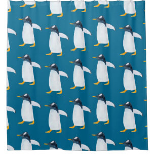 Nahtlose Aquarellmuster mit Pinguin Duschvorhang