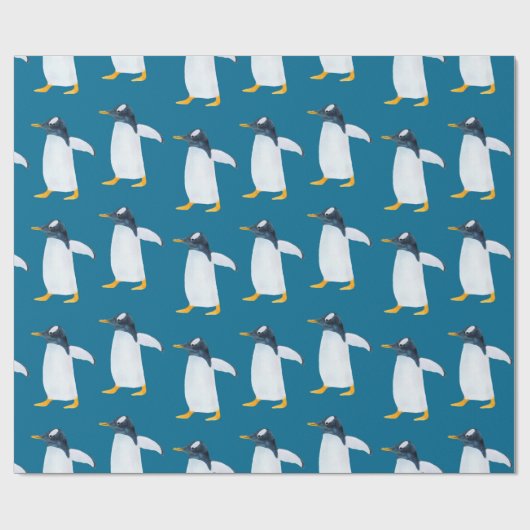 Nahtlose Aquarellmuster mit Pinguin Geschenkpapier (Flach)