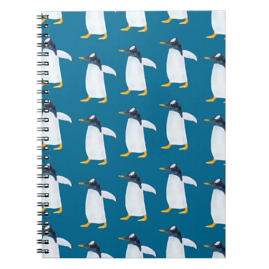 Nahtlose Aquarellmuster mit Pinguin Notizblock (Vorderseite)