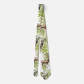 nahtlose Aquarellmuster mit Reh auf Blätter Krawatte (Rückseite)