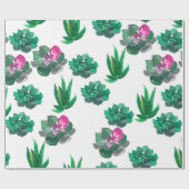 Nahtlose Aquarellmuster mit Sukkulturen Geschenkpapier (Flach)