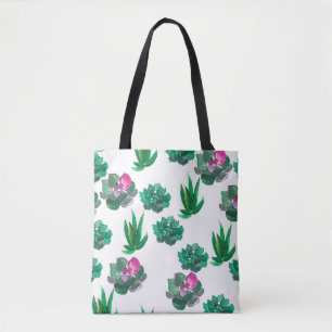 Nahtlose Aquarellmuster mit Sukkulturen Tasche