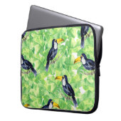 Nahtlose Aquarellmuster mit Toucan l Laptopschutzhülle (Vorderseite Links)