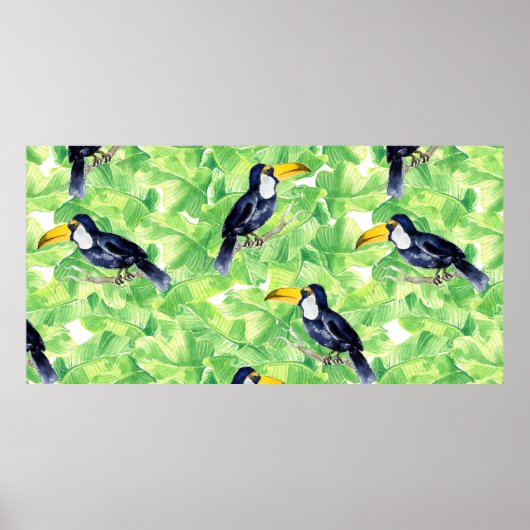 Nahtlose Aquarellmuster mit Toucan l Poster (Vorne)