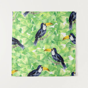 Nahtlose Aquarellmuster mit Toucan l Wandteppich