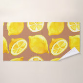 Nahtlose Aquarellmuster mit Zitronen Badehandtuch (Badehandtuch)