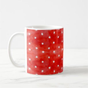 Nahtlose Aquarellmuster rote Polka-Punkte Kaffeetasse