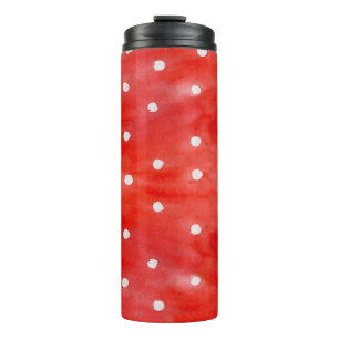 Nahtlose Aquarellmuster rote Polka-Punkte Thermosbecher