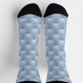 Nahtlose Art-Deko-Muster blau-weiß Socken (Oben)