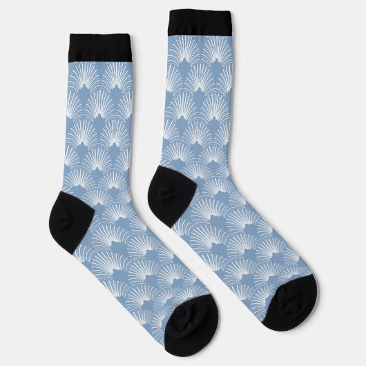 Nahtlose Art-Deko-Muster blau-weiß Socken (Rechts)