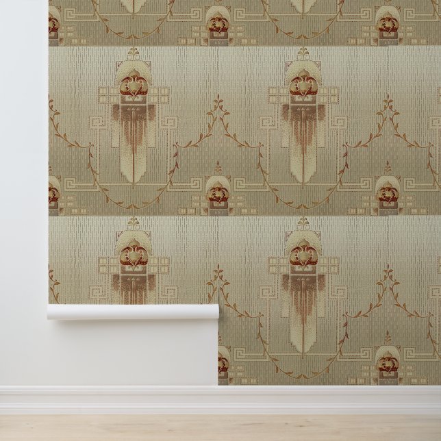 Nahtlose Art Nouveau Geometric Cartouches Muster Tapete (Anwendung)