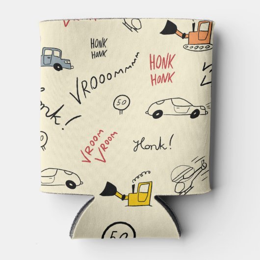 Nahtlose Autokizzen: Kinderblatt Dosenkühler (Vorderseite)