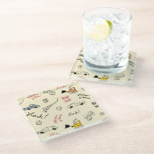 Nahtlose Autokizzen: Kinderblatt Glasuntersetzer (Schrägansicht)