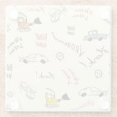 Nahtlose Autokizzen: Kinderblatt Glasuntersetzer (Rückseite)