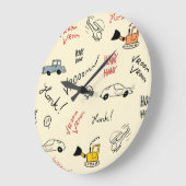 Nahtlose Autokizzen: Kinderblatt Große Wanduhr (Winkel)