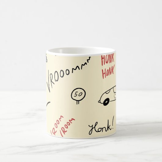 Nahtlose Autokizzen: Kinderblatt Kaffeetasse (Mittel)