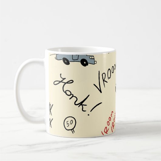 Nahtlose Autokizzen: Kinderblatt Kaffeetasse (Links)