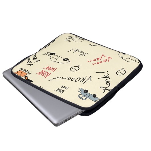 Nahtlose Autokizzen: Kinderblatt Laptopschutzhülle (Vorne Knopf)