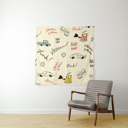 Nahtlose Autokizzen: Kinderblatt Wandteppich (Beispiel)