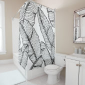 Nahtlose Bananenblattmuster im Hintergrund. Schwar Duschvorhang (Beispiel)