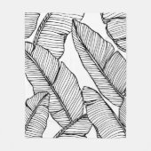 Nahtlose Bananenblattmuster im Hintergrund. Schwar Fleecedecke (Vorderseite)