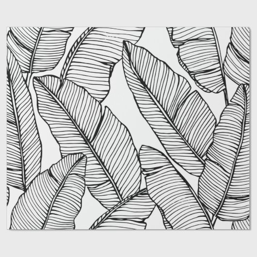 Nahtlose Bananenblattmuster im Hintergrund. Schwar Geschenkpapier (Flach)