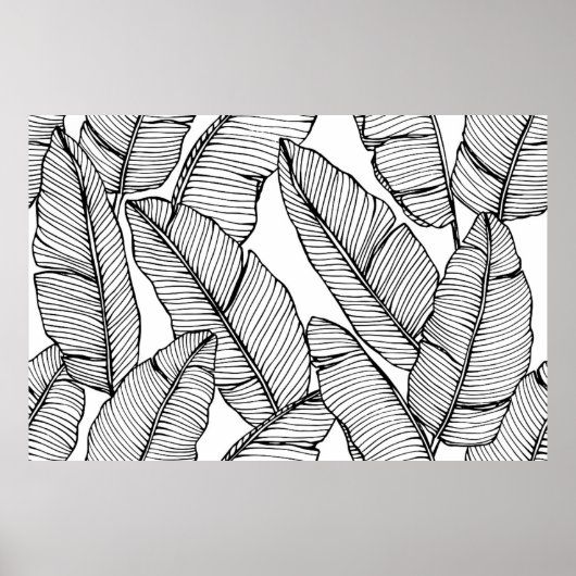 Nahtlose Bananenblattmuster im Hintergrund. Schwar Poster (Vorne)