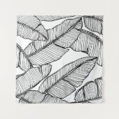 Nahtlose Bananenblattmuster im Hintergrund. Schwar Wandteppich (Vorderseite (Horizontal))