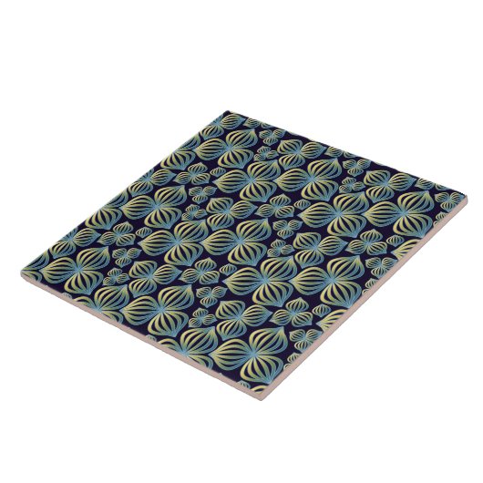 Nahtlose Blue Gold Abstrakte Muster Keramik Tile Fliese (Seite)