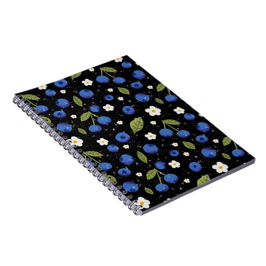 Nahtlose Blueberry-Muster - Niedliches Obst und Bl Notizblock (Rechte Seite)