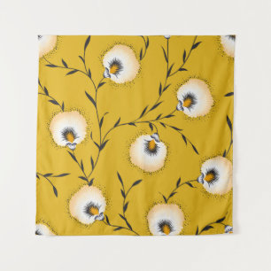 nahtlose Blume auf gelblich-abstrakter, kunst-, fl Wandteppich