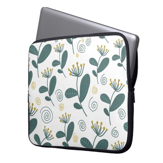 Nahtlose Blume im skandinavischen Stil. Laptopschutzhülle (Vorderseite Links)