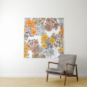 Nahtlose Blume in Orange, Gelb, Beige Wandteppich (Beispiel)