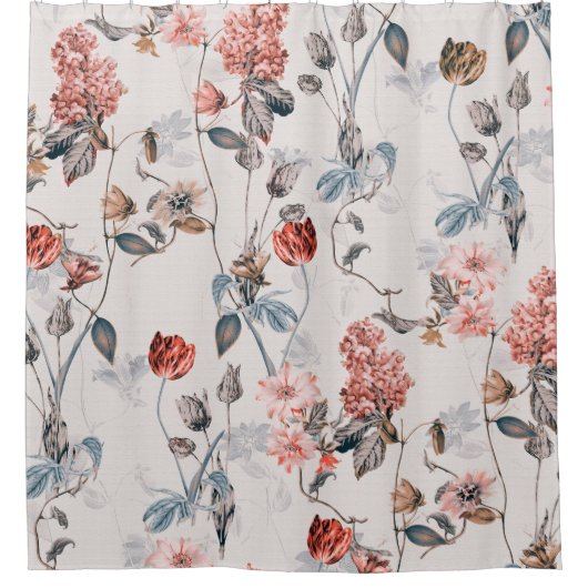 nahtlose Blume mit heller Hintergrundblume Duschvorhang (Vorderseite)
