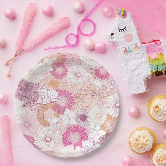 Nahtlose Blume Pappteller (Party)