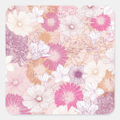 Nahtlose Blume Quadratischer Aufkleber (Vorderseite)