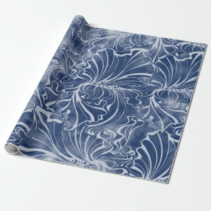 nahtlose Blume und Blätter von Wasserkohle Geschenkpapier