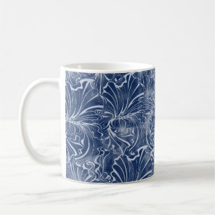nahtlose Blume und Blätter von Wasserkohle Kaffeetasse