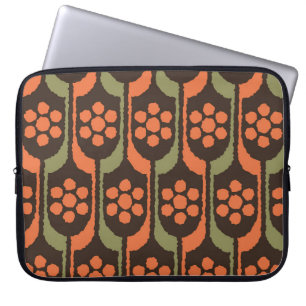 Nahtlose Blume Wiederholmuster Orange gold50er,60e Laptopschutzhülle