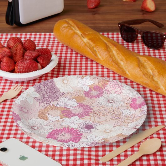Nahtlose Blumen Pappteller (Picknick)