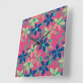 Nahtlose blumengeschmückte Blume im Sommer rot Quadratische Wanduhr (Winkel)