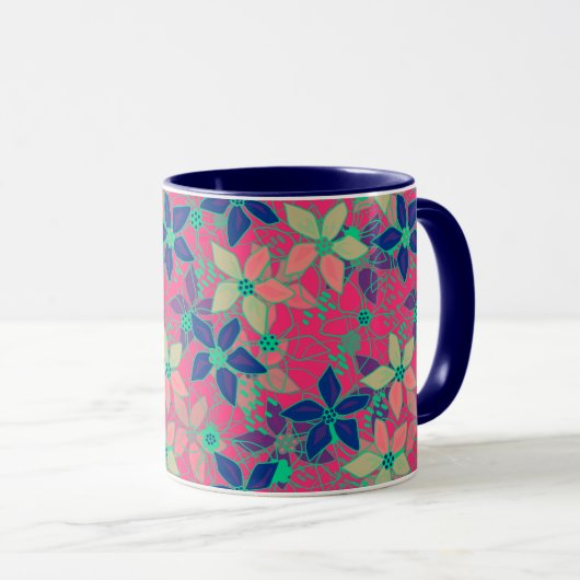 Nahtlose blumengeschmückte Blume im Sommer rot Tasse (VorderseiteRechts)